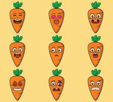 Vector cute carrot emoticon expressions set