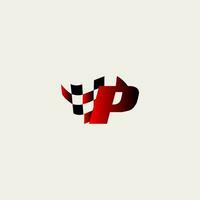 letter P flag racing design vector