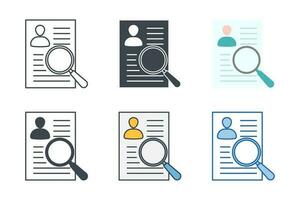 Magnifying Glass over Resume Icon symbol template for graphic and web design collection logo vector illustration