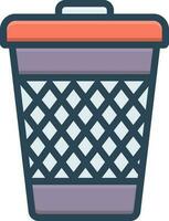 color icon for trash can vector