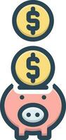 color icon for piggy bank vector
