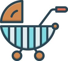 color icon for stroller vector