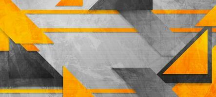 Hi-tech abstract orange grey banner background vector