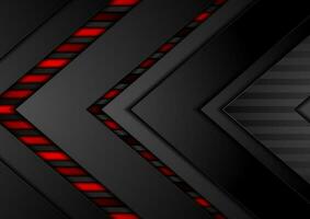 Red and black contrast tech arrows background vector