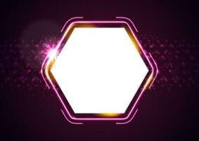 Retro glowing neon shiny hexagon abstract background vector