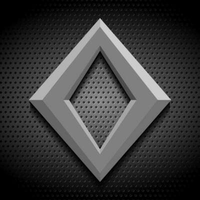 Grey rhombus shape on metallic perforated background