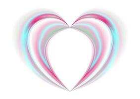 Smooth holographic abstract heart on white background vector