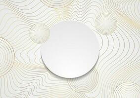 Golden curved waves and circles abstract background vector