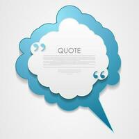 Blue cloud speech bubble with commas, quote background vector