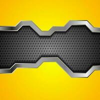 Bright yellow and perforated metallic technology background vector