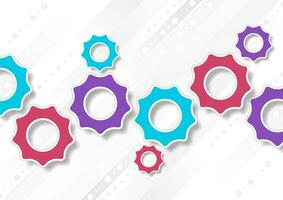 Bright abstract tech gears mechanism background vector