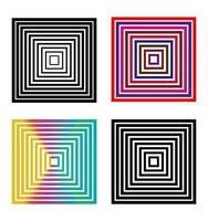 Repetition of square, squares infinite tunnel, black and color. Perspective, repetition vector. vector