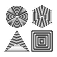 Concentric circles, concentric rings, infinite squares, repetition of square, rounded rectangle abstract graphics. vector