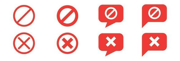 blocked social media, comment, reply icon red cross vector