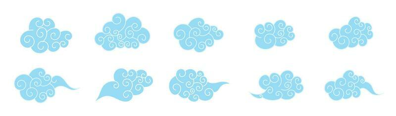 ornamental traditional doodle clouds hand drawing swirl