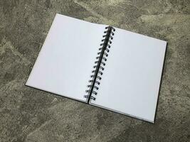 School books, office stationery, gray background photo