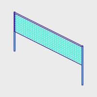 Volleyball and badminton net isometric vector illustration