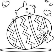 Coloring page Happy Easter with cute baby chick vector