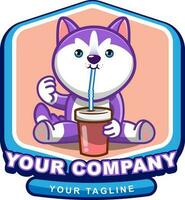 cute husky mascot logo template vector