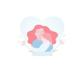 Isolated of mother and daughter embracing, Mother's day concept concept. Flat vector illustration.