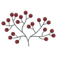 Autumn forest red berry on twig illustration. vector