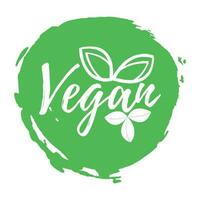 Vegan label. Healthy and Organic Food. Font with Brush. Food Intolerance Symbols and Badges. Vector illustration icon