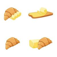 francés cuerno, Leche producto natural mantequilla o margarina icono, concepto dibujos animados orgánico lechería desayuno comida vector ilustración, aislado en blanco.