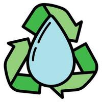 Eco friendly alternative energy source and waste recycling icon, concept green eco earth cartoon simple flat vector illustration, isolated on white.