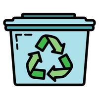 Eco friendly alternative energy source and waste recycling icon, concept green eco earth cartoon simple flat vector illustration, isolated on white.