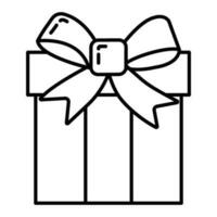 concepto Navidad regalo caja icono contorno estilo, contento nuevo año y alegre Navidad plano vector ilustración, aislado en blanco, Navidad fiesta tiempo.