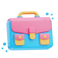 apprentissage valise école 3d illustration png