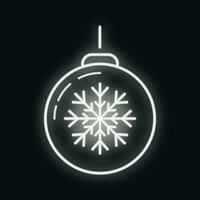 concepto contento nuevo año, alegre Navidad juguete icono, neón resplandor Navidad etiqueta fiesta invierno hora plano vector ilustración, aislado en blanco.