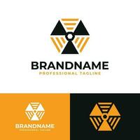 Hexagonal Nuclear Signal Logo, suitable for business related to nuclear and signal. vector