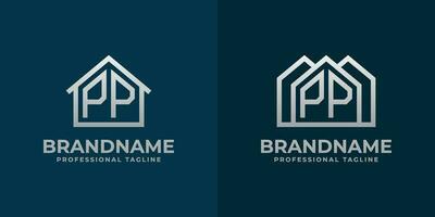 Letter PP Home Logo Set. Suitable for any business related to house, real estate, construction, interior with PP initials. vector