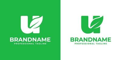 Letter U Leaf Logo, suitable for business related to leaf, nature, plant, ecology, or environment with U initial. vector