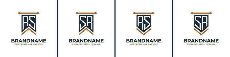 Letter RS and SR Pennant Flag Logo Set, Represent Victory. Suitable for any business with RS or SR initials. vector