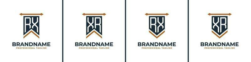 Letter RX and XR Pennant Flag Logo Set, Represent Victory. Suitable for any business with RX or XR initials. vector