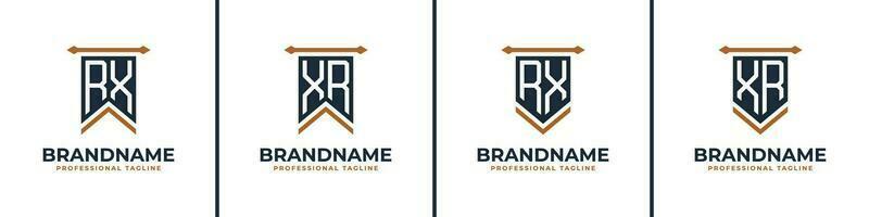 Letter RX and XR Pennant Flag Logo Set, Represent Victory. Suitable for any business with RX or XR initials. vector