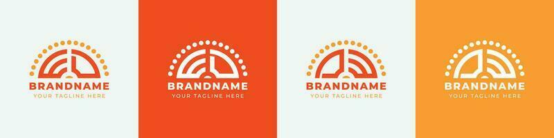 Letter DW and WD or DE and ED Sunrise  Logo Set, suitable for any business with DW, WD, DE, ED initials. vector