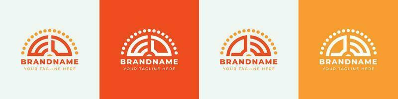 Letter DW and WD or DE and ED Sunrise  Logo Set, suitable for any business with DW, WD, DE, ED initials. vector