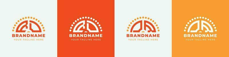 Letter DR and RD Sunrise  Logo Set, suitable for any business with DR or RD initials. vector