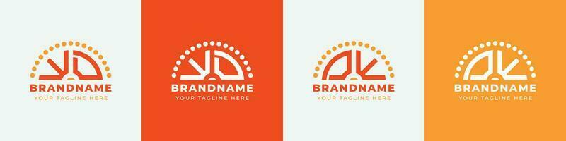 Letter DW and WD Sunrise  Logo Set, suitable for any business with DW or WD initials. vector