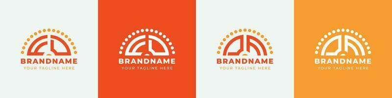 Letter DF and FD Sunrise  Logo Set, suitable for any business with DF or FD initials. vector