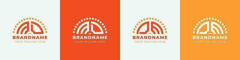 Letter DM and MD or DE and ED Sunrise  Logo Set, suitable for any business with DM, MD, DE, ED initials. vector