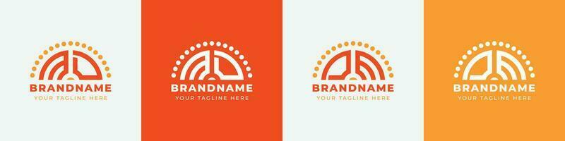 Letter DM and MD or DE and ED Sunrise  Logo Set, suitable for any business with DM, MD, DE, ED initials. vector