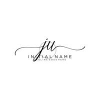 Initial JU feminine logo collections template. handwriting logo of initial signature, wedding, fashion, jewerly, boutique, floral and botanical with creative template for any company or business. vector