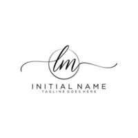 Initial LM feminine logo collections template. handwriting logo of initial signature, wedding, fashion, jewerly, boutique, floral and botanical with creative template for any company or business. vector