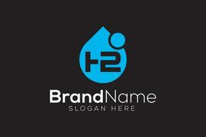 Hydrogen technology H2 logo design vector template