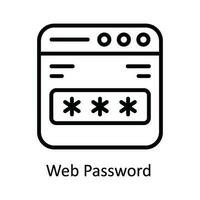 Web Password Vector  outline Icon Design illustration. Cyber security  Symbol on White background EPS 10 File