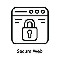 Secure Web Vector  outline Icon Design illustration. Cyber security  Symbol on White background EPS 10 File